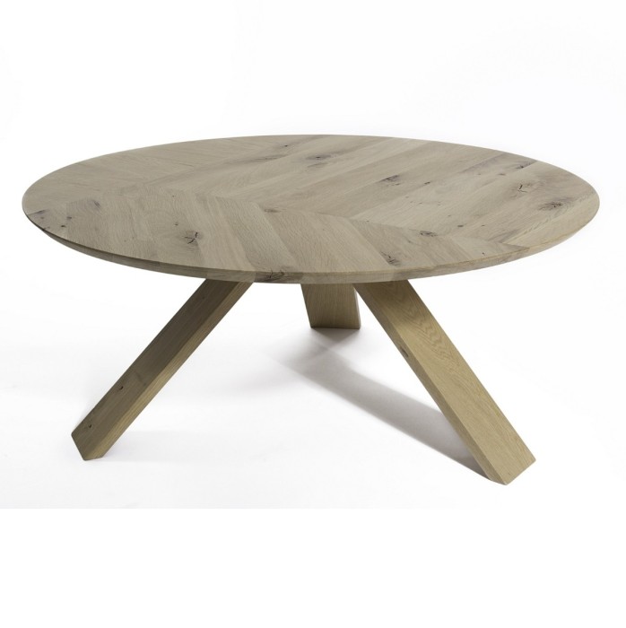 45 coffee table made of solid oak wood Ø90x35 cm for living room natural color [3]