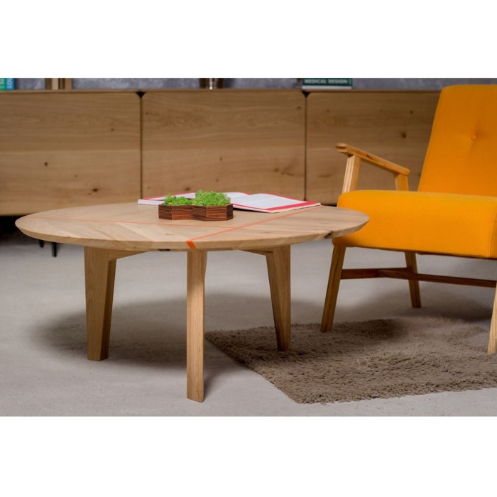 Kaffeetisch rund COLORLINE aus massivem Eichenholz, Masse Ø90x35 cm, Farbe Natur [3]
