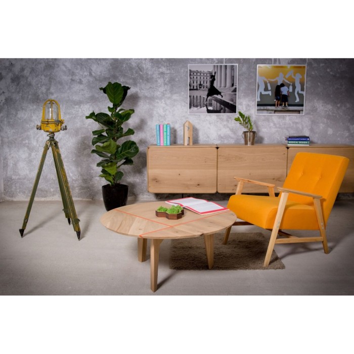 Kaffeetisch rund COLORLINE aus massivem Eichenholz, Masse Ø90x35 cm, Farbe Natur [4]