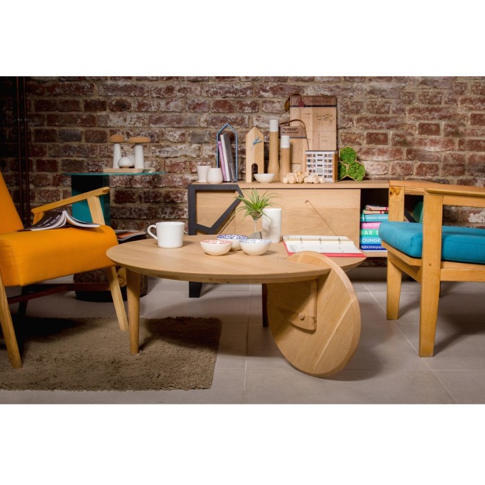 RABA coffee table made of solid oak Ø90x30 cm for living room natural color [4]