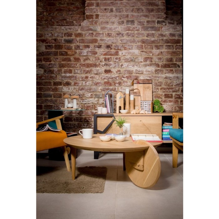 RABA coffee table made of solid oak Ø90x30 cm for living room natural color [5]