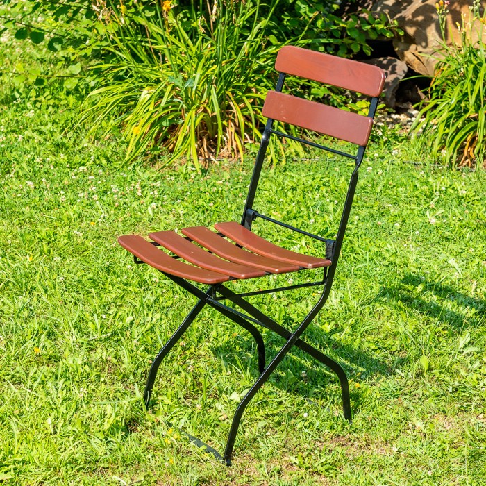 Stuhl BISTRO CLASIC Masse 40x33 cm, mit gebogenen Latten aus Akazienholz für Terrasse, Garten, Farbe Braun [3]