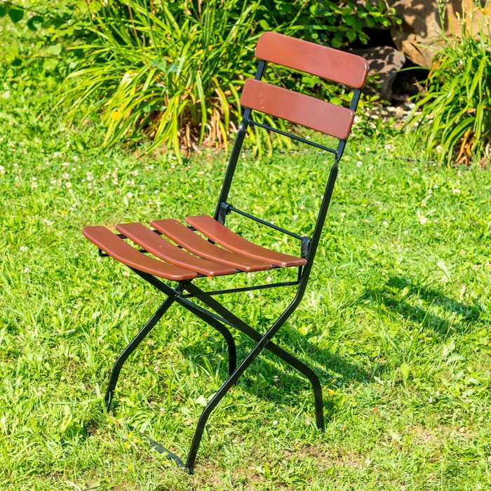 Stuhl BISTRO CLASIC Masse 40x33 cm, mit gebogenen Latten aus Akazienholz für Terrasse, Garten, Farbe Braun [4]