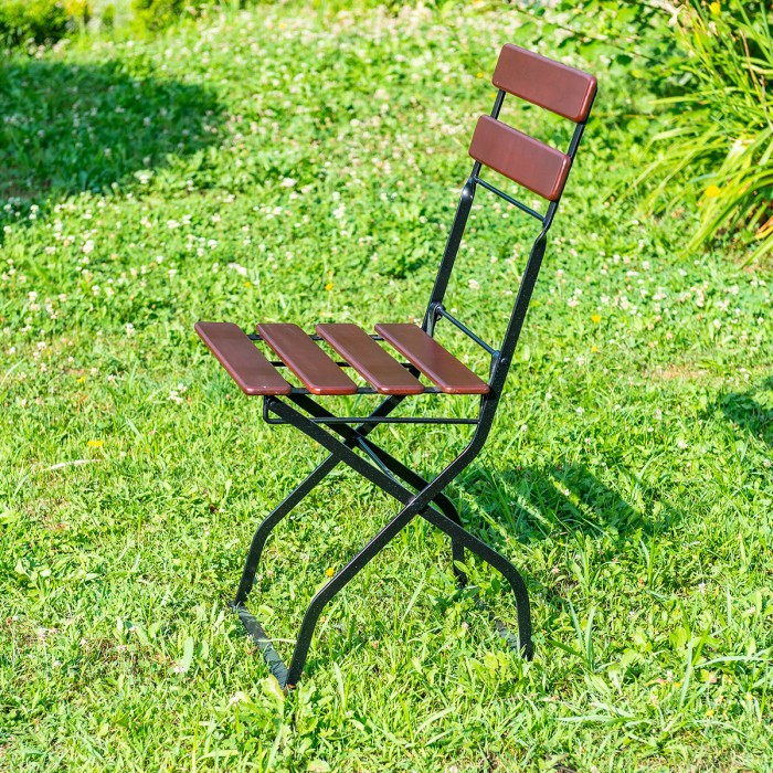 Stuhl BISTRO CLASIC, Masse 40x33 cm, mit geraden Latten aus Akazienholz für Terrasse, Garten, Farbe Braun [4]