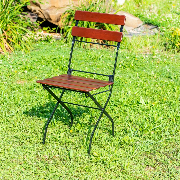 Stuhl BISTRO CLASIC, Masse 40x33 cm, mit geraden Latten aus Akazienholz für Terrasse, Garten, Farbe Braun [5]