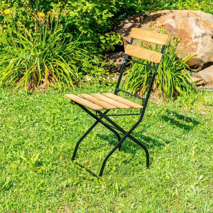 Scaun BISTRO CLASIC cu lamele drepte din lemn de salcam 40x33 cm pentru gradina sau terasa culoare natur [3]