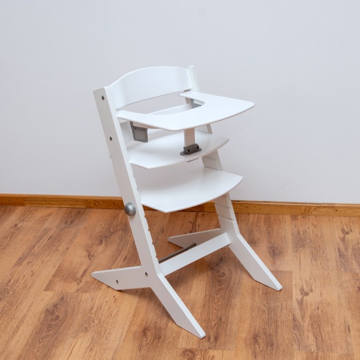 Scaun inalt JOY KID din lemn masiv de fag pentru copii 45x62 cm culoare alba [2]