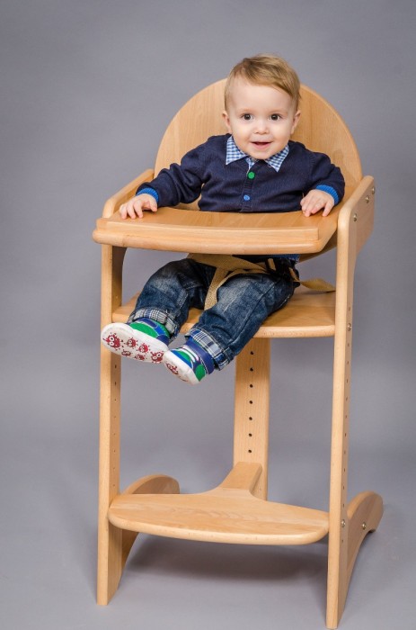 KID high chair made of solid beech wood for children 45x55 cm natural color [2]