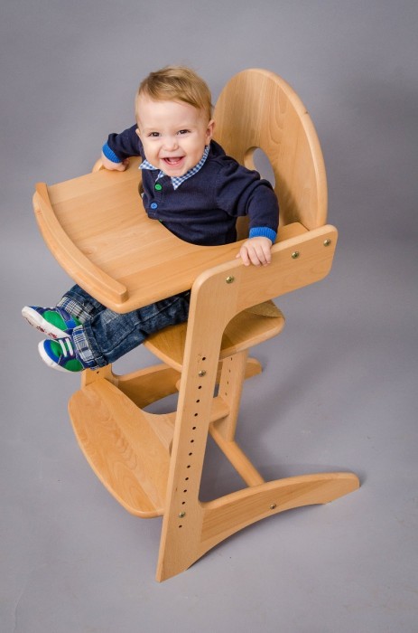 KID high chair made of solid beech wood for children 45x55 cm natural color [4]