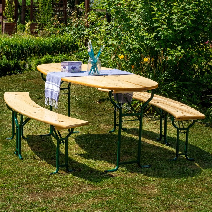 VENICE Solid Pine Wood Garden Set 180x80 cm for Garden or Patio One Table and Two Benches Natur Color [5]
