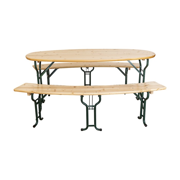 VENICE Solid Pine Wood Garden Set 180x80 cm for Garden or Patio One Table and Two Benches Natur Color [2]