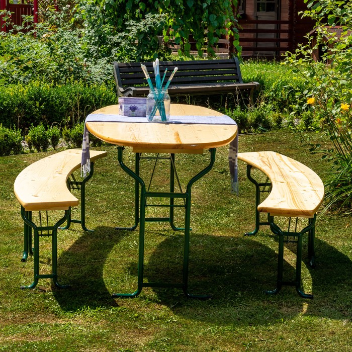 VENICE Solid Pine Wood Garden Set 180x80 cm for Garden or Patio One Table and Two Benches Natur Color [6]