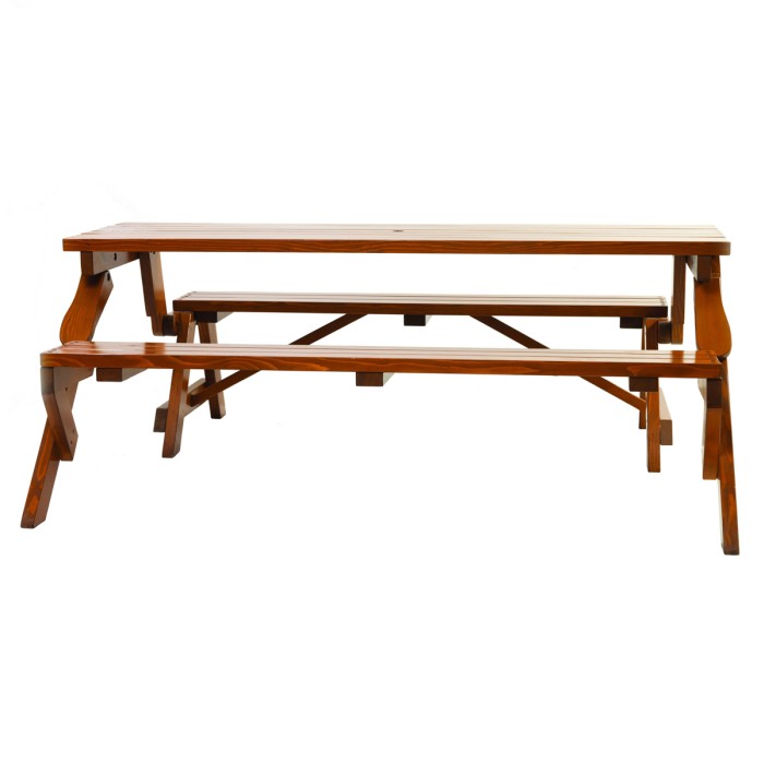 SALZBURG 3+3-Sitzer Gartenmöbelset, Masse 195x150 cm, aus Nadelholz Massiv für Terrasse, Garten, 1 Tisch  und 2 Bänke, Farbe Braun [2]