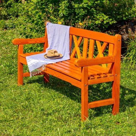 BIG MARIO 3-Sitzer Bank, Masse 163x57 cm, aus Nadelholz Massiv für Terrasse, Garten,  Farbe Kirsch [4]