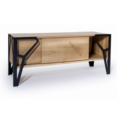 Comode - Comodă Low Poly – Stejar Masiv 120x40 cm, Design Modern - BucinMob