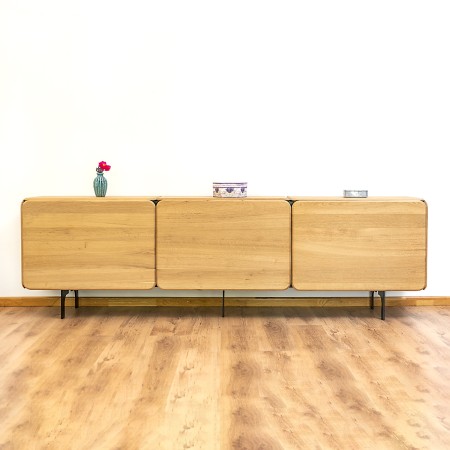 Round Sideboard – 3 Modules 240×40 cm Natural Oak | BucinMob [1]
