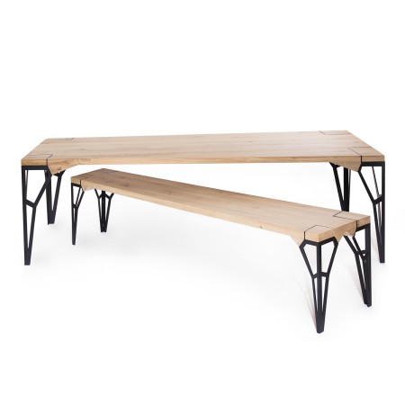 Mese living - Masa LOW-POLY din lemn masiv de stejar pentru living culoare natur