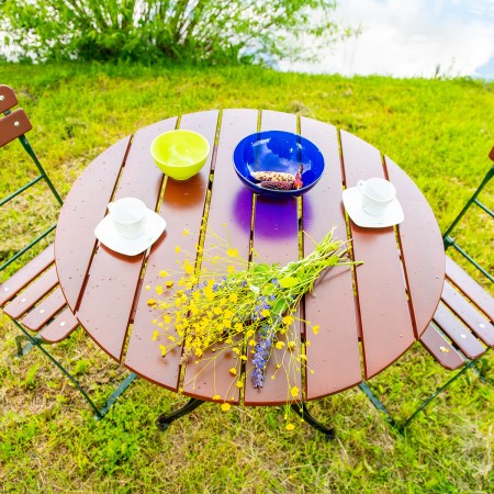 BISTRO CLASIC round table made of acacia wood for garden or terrace Ø92x73 cm brown color [1]
