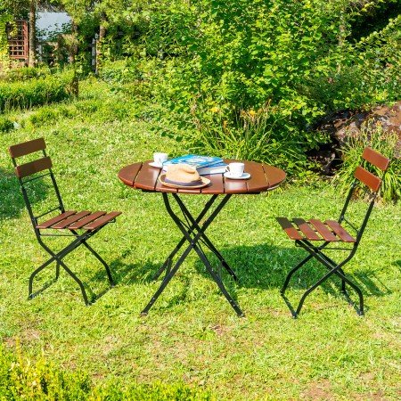 BISTRO CLASIC round table made of acacia wood for garden or terrace Ø92x73 cm brown color [2]