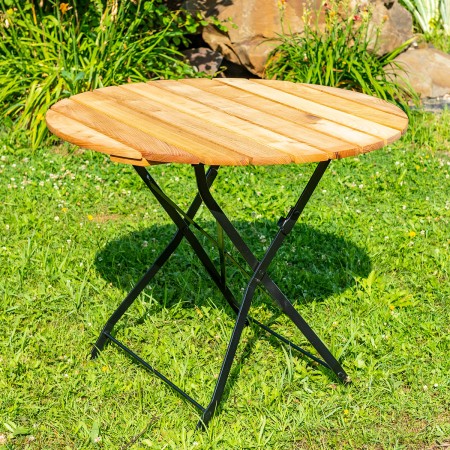 BISTRO CLASIC round table made of acacia wood for garden or terrace Ø92x73 cm natural color [1]