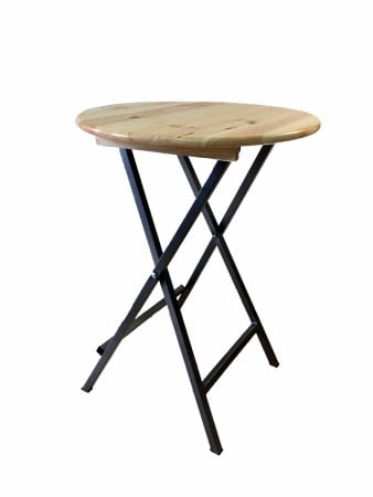 Garden tables - STEHTISCH Folding Round Table Solid Pine Wood Ø78x110 cm for Garden or Patio Natural Color