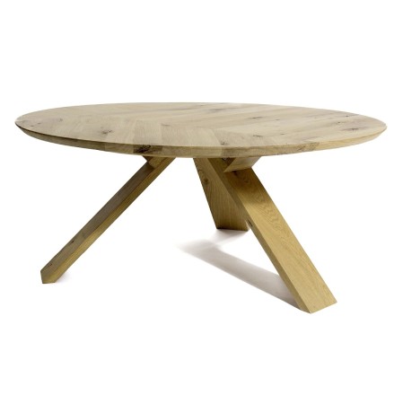 Solid wood furniture - 45 coffee table made of solid oak wood Ø90x35 cm for living room natural color