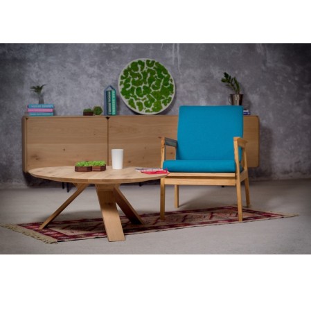 45 coffee table made of solid oak wood Ø90x35 cm for living room natural color [3]