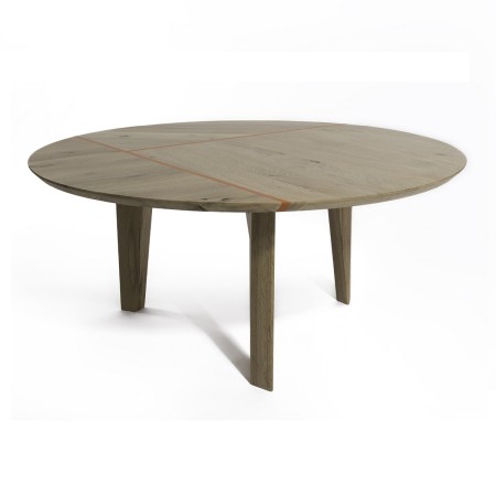 Coffee tables - COLORLINE coffee table made of solid oak wood Ø90x35 cm for living room natural color