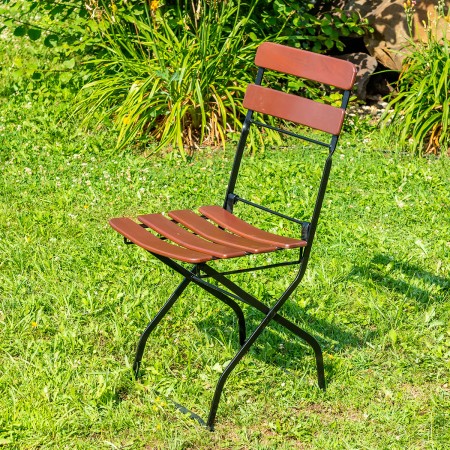 BISTRO CLASIC chair made of acacia wood for garden or terrace 40x33 cm curved slats brown color [2]