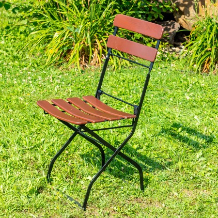 BISTRO CLASIC chair made of acacia wood for garden or terrace 40x33 cm curved slats brown color [3]