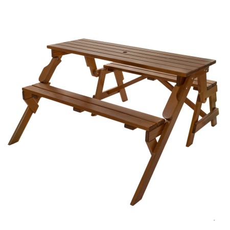 Seturi de gradina - Set SALZBURG MEDIU 2+2 persoane  din lemn masiv de rasinos 138x150 cm pentru gradina sau terasa o masa si doua banci culoare maro