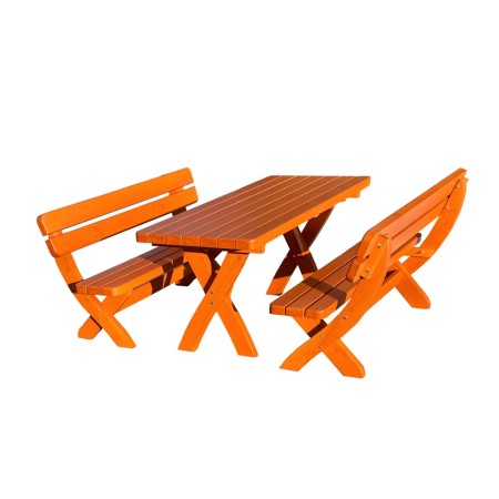 Gartensets - WIEN Gartenmöbelset, Masse 180x80 cm, aus Nadelholz Massiv für Terrasse, Garten, 1 Tisch und 2 Bänke