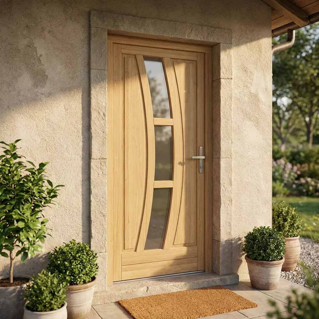 Ușă Exterior Molid 1000x2000 – Model 2 Lemn Stratificat - BucinMob [1]