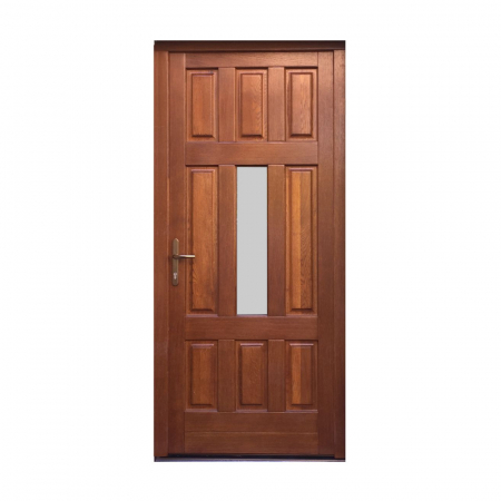 Usi de exterior din lemn stratificat - Ușă Exterior Stejar 1000x2000 – Model 8 cu Lemn Triplustratificat - BucinMob
