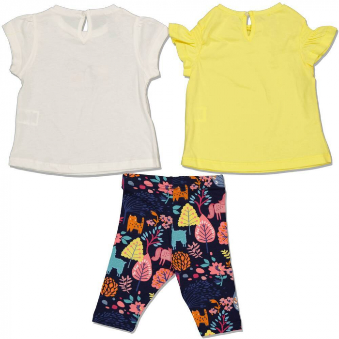 Set 3 piese fete, Via Girls, Wild life park, Bumbac, Galben, 80 cm, 12 luni [2]
