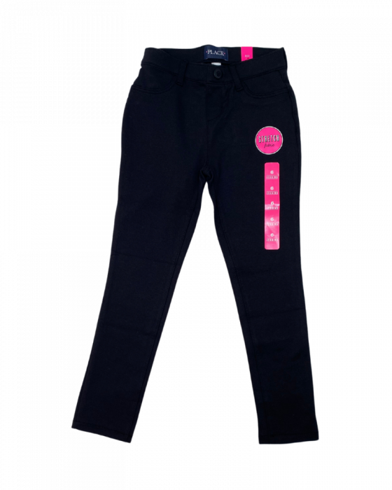 Pantaloni leggings stretch fete, The Children's PLACE, bumbac si poliester, negru, 116 cm, 6 ani [1]