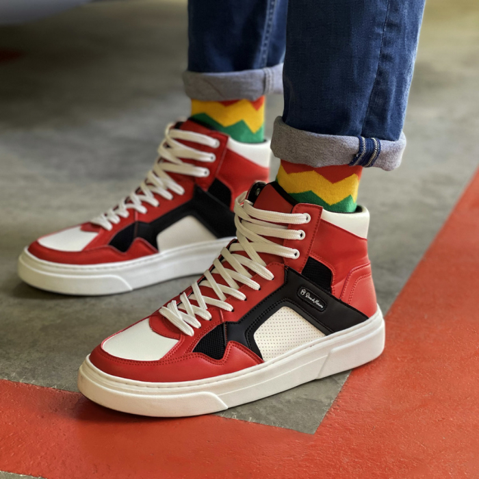 Pantofi sport barbati high top, NICK_RED-BLACK [2]