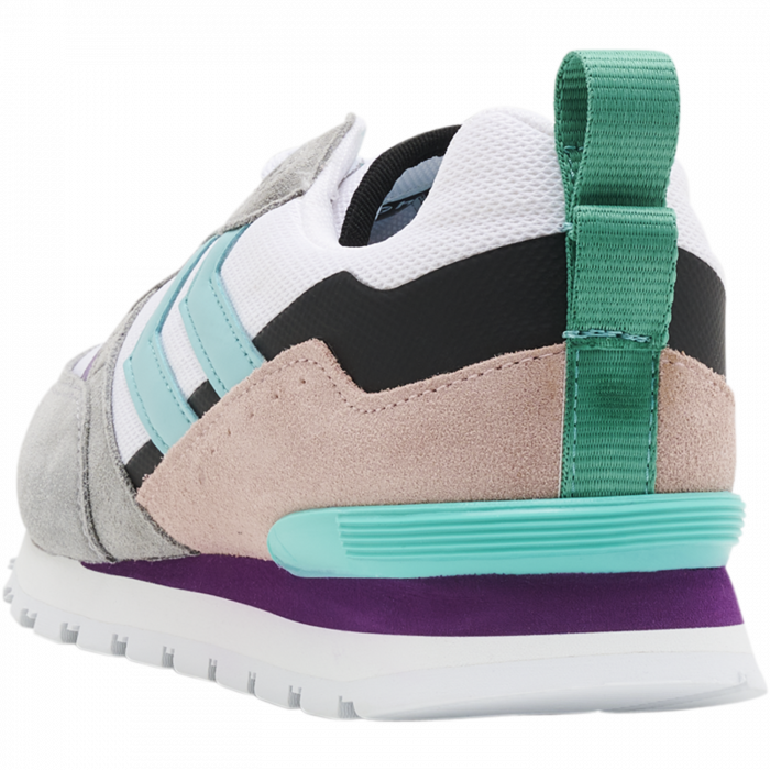 Adidasi piele si plasa superioara, Hummel, Thor, Alb/Negru/Gri, [4]