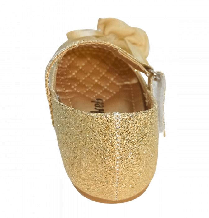 Balerini cu sclipici pentru fete, Mikelo Shoes, Golden mini rose, piele ecologica, [9]