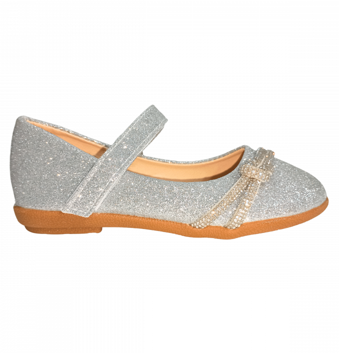 Balerini cu sclipici pentru fete, Mikelo Shoes, Silver knot, piele ecologica, [14]
