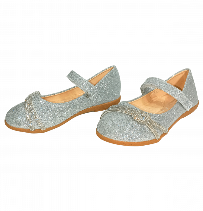 Balerini cu sclipici pentru fete, Mikelo Shoes, Silver knot, piele ecologica, [16]