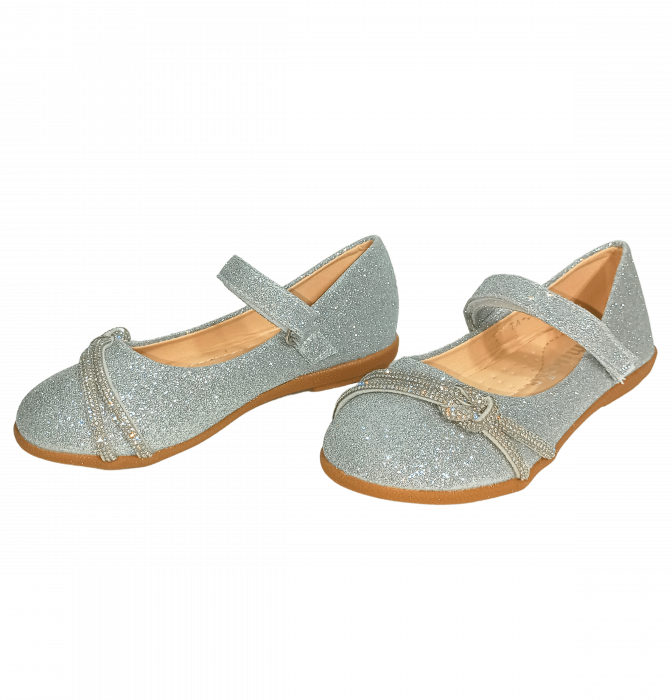 Balerini cu sclipici pentru fete, Mikelo Shoes, Silver knot, piele ecologica, [18]