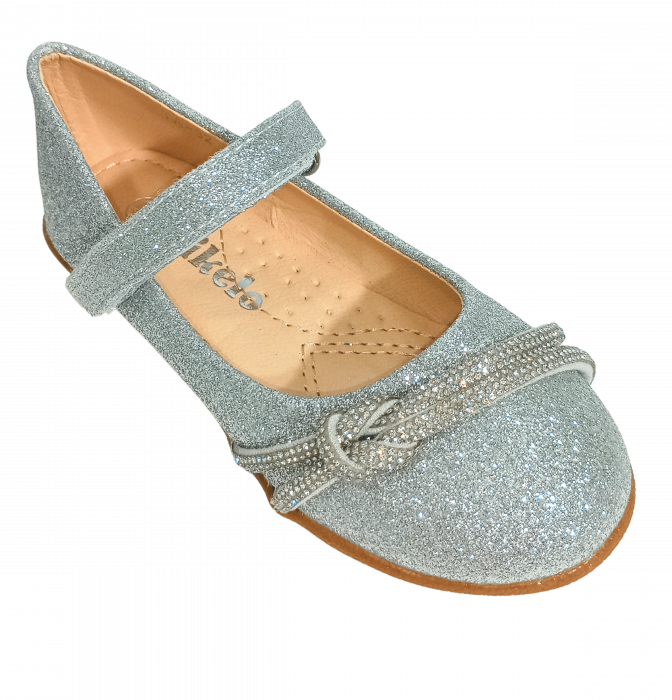 Balerini cu sclipici pentru fete, Mikelo Shoes, Silver knot, piele ecologica, [13]
