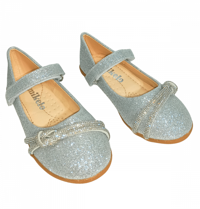 Balerini cu sclipici pentru fete, Mikelo Shoes, Silver knot, piele ecologica, [15]