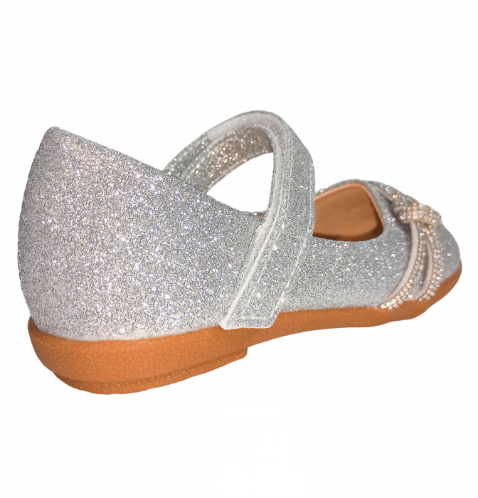 Balerini cu sclipici pentru fete, Mikelo Shoes, Silver knot, piele ecologica, [10]
