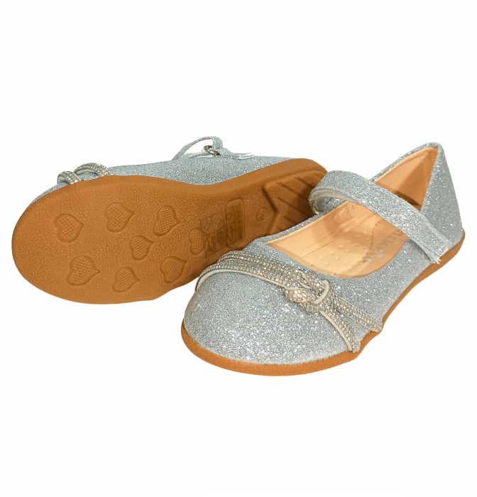 Balerini cu sclipici pentru fete, Mikelo Shoes, Silver knot, piele ecologica, [17]