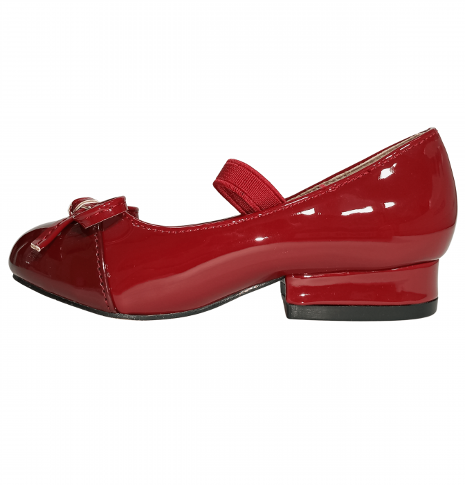 Balerini fete, Poti Pati, String Ribbon bordeaux, piele ecologica, [2]