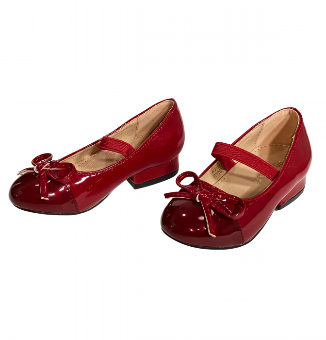 Balerini fete, Poti Pati, String Ribbon bordeaux, piele ecologica, [7]