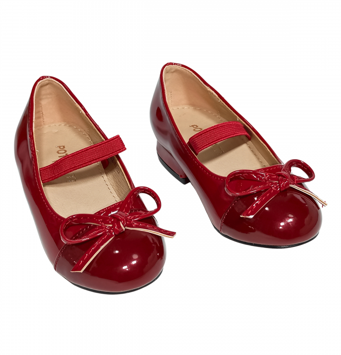 Balerini fete, Poti Pati, String Ribbon bordeaux, piele ecologica, [13]