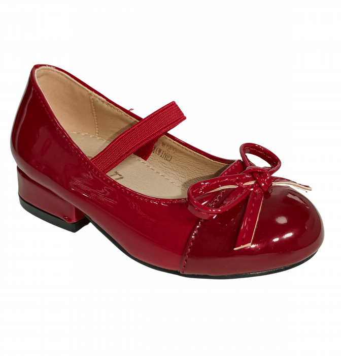 Balerini fete, Poti Pati, String Ribbon bordeaux, piele ecologica, [4]